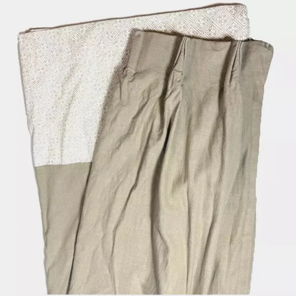2 Custom Made Drapes Pinch Pleat Curtains Panels Thibaut Laos Beige Fabric Tan